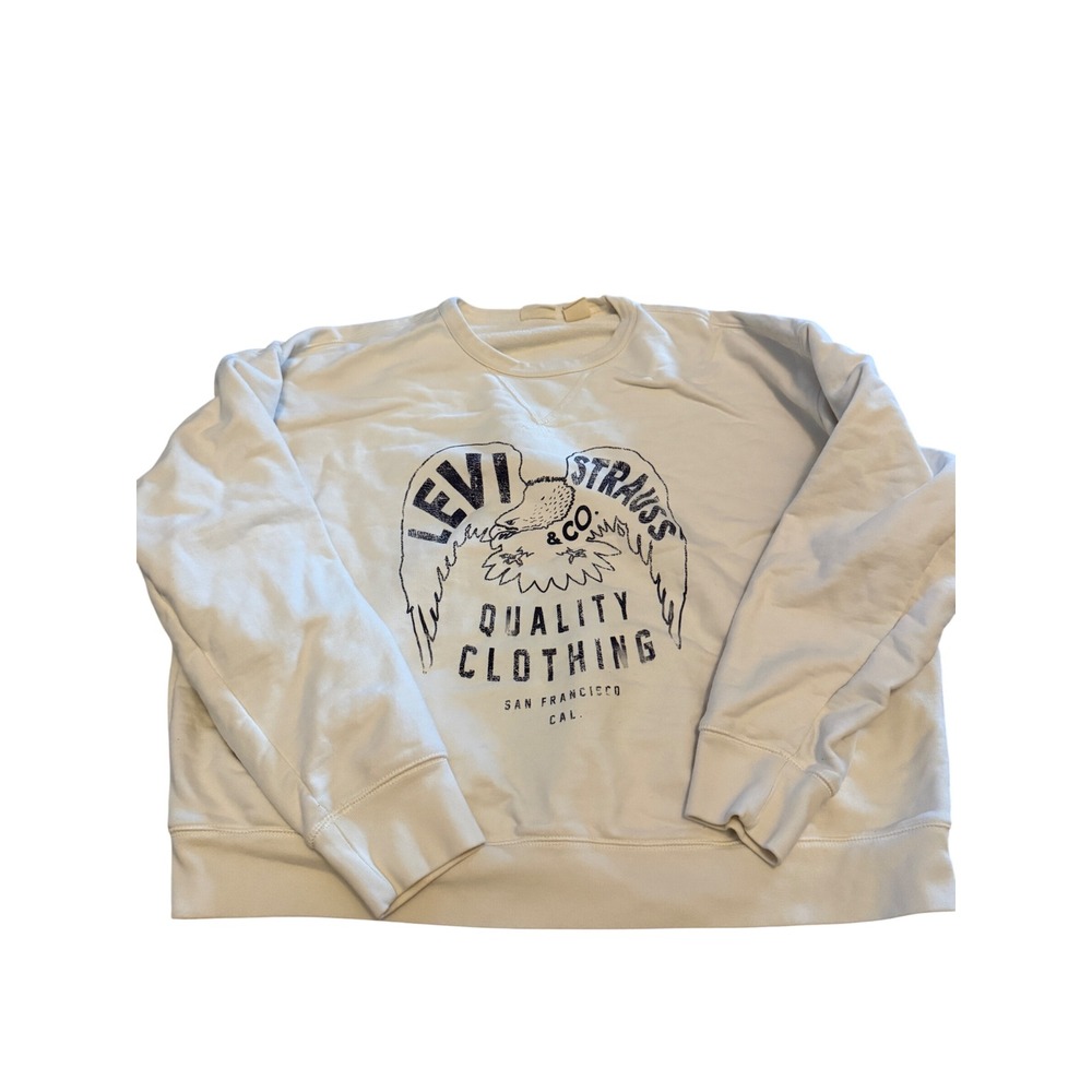 Levis Mens Graphic Crewneck Sweatshirt Cream Eagle Quality Clothing XL
